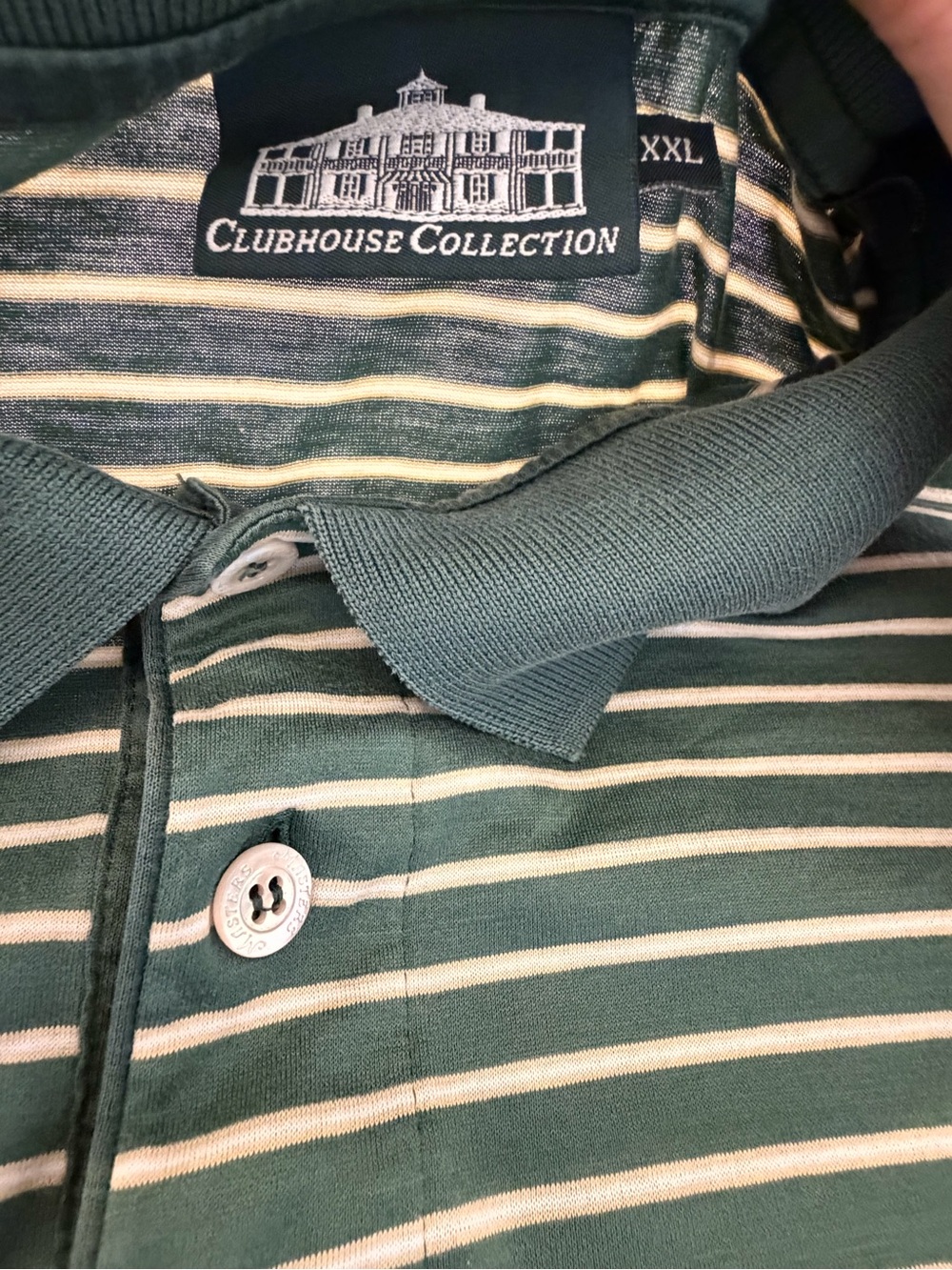 Vintage Masters Clubhouse Collection Green Striped Polo Shirt Original Logo - Picture 3 of 14